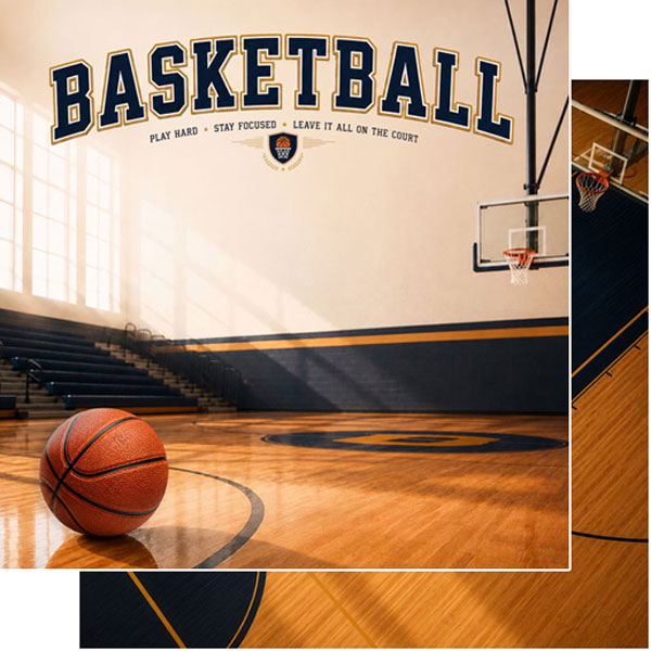 Scrapbook Customs 12x12 Paper - Basketball Sport