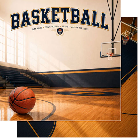 Scrapbook Customs 12x12 Paper - Basketball Sport