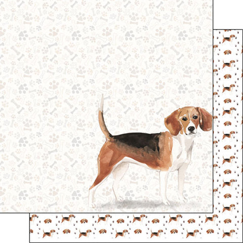 Scrapbook Customs 12x12 Paper - Beagle Watercolor