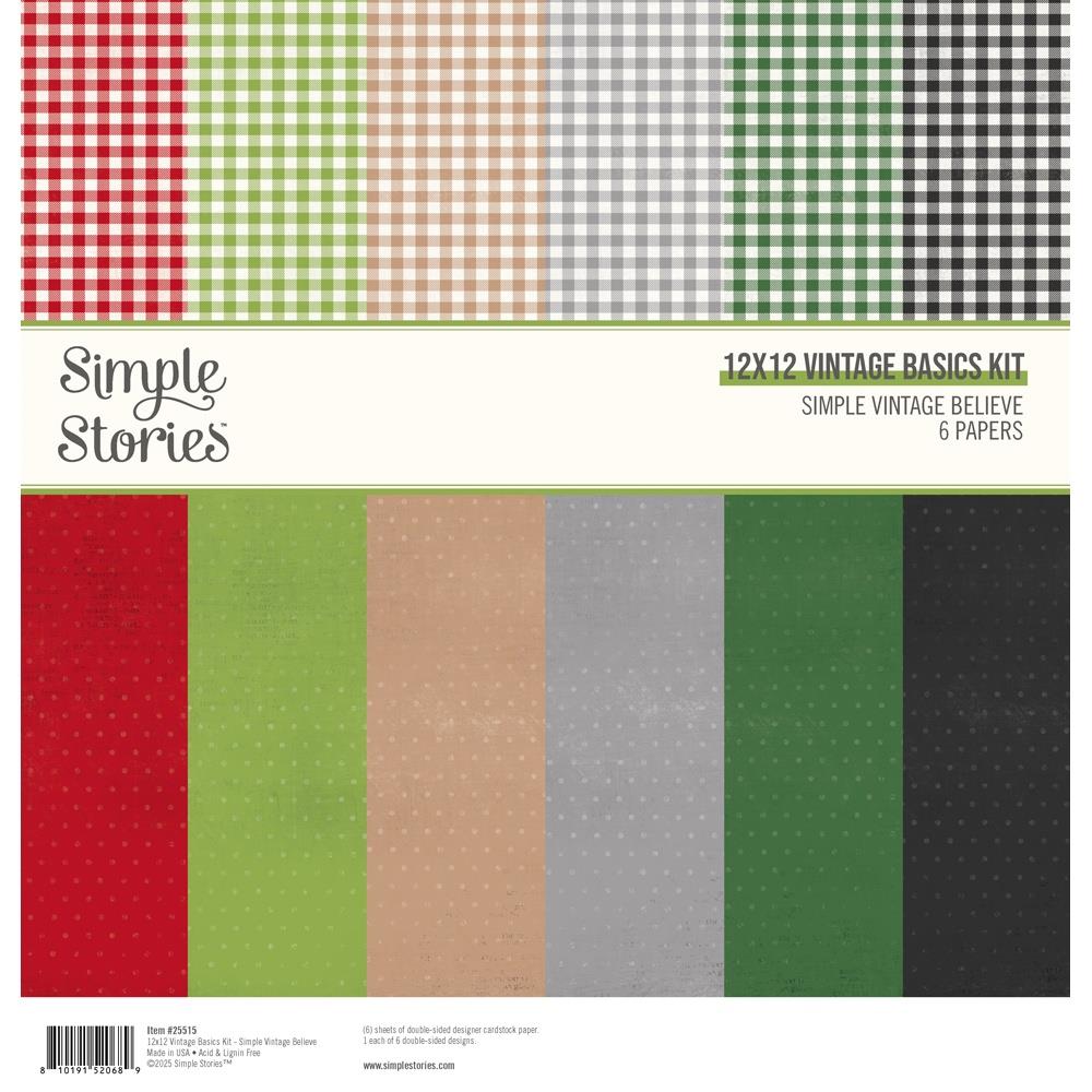 Simple Stories  12x12 Paper [Collection] - Simple Vintage Believe - Basics Kit