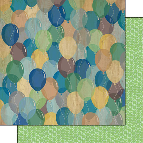 Scrapbook Customs 12x12 Paper - His Birthday Balloons