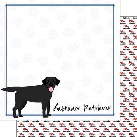 Scrapbook Customs 12x12 Paper - Black Labrador Retriever