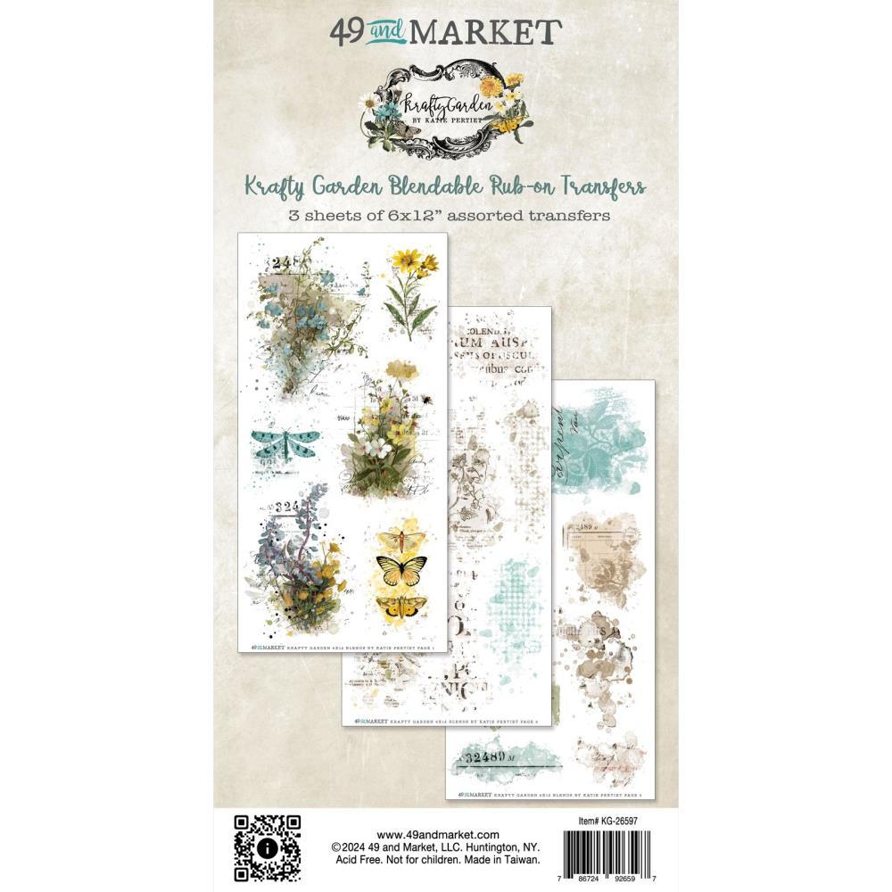49 and Market 6x12 Sentiment Rub Ons Transfer sheet [Collection]  - Krafty Garden Blendable