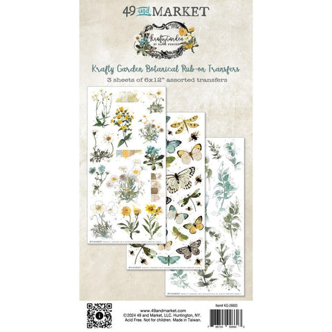 49 and Market 6x12 Sentiment Rub Ons Transfer sheet [Collection]  - Krafty Garden Botanical