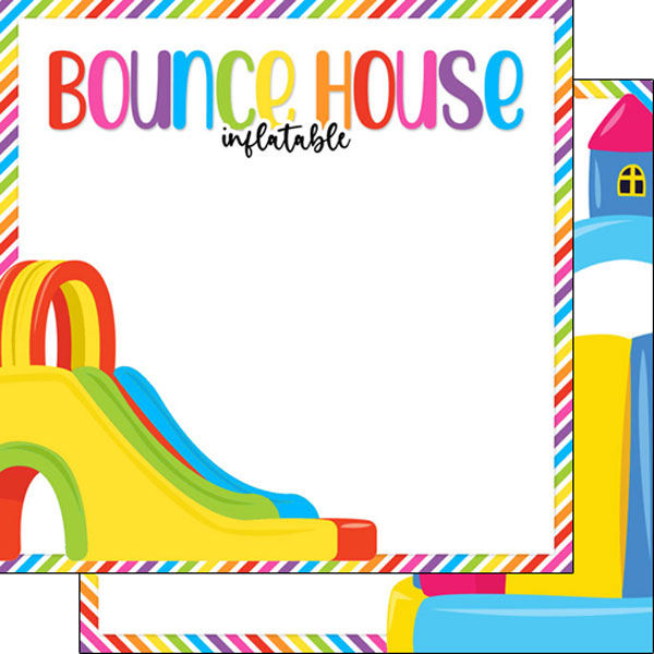 Scrapbook Customs 12x12 Paper - Inflatable Bounce House