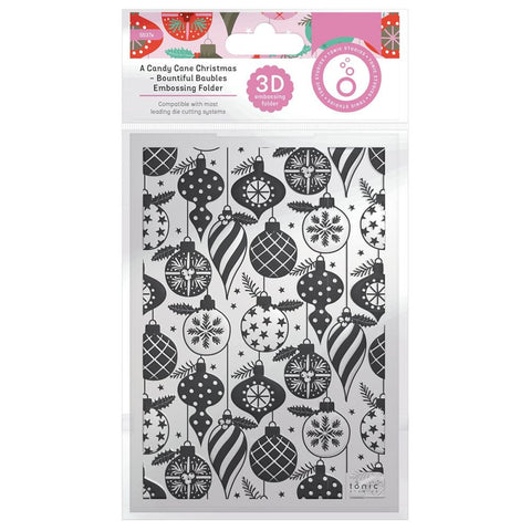 Tonic Studios 3D Embossing Folder - A Candy Cane Christmas - Bountiful Baubles