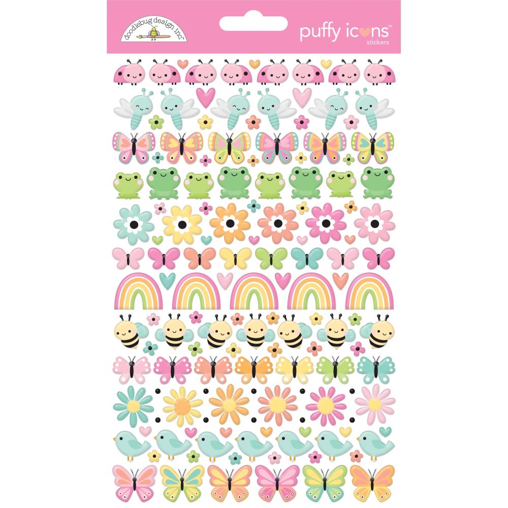 Doodlebug Design   Puffy Stickers - Butterfly Kisses Icon Puffy