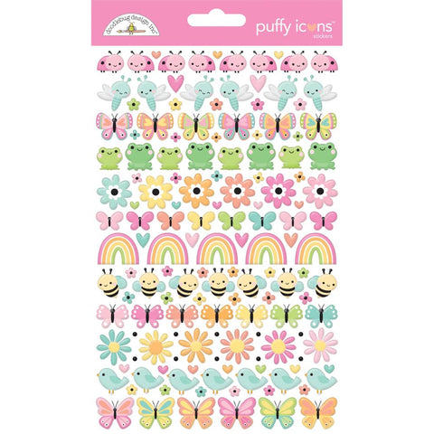 Doodlebug Design   Puffy Stickers - Butterfly Kisses Icon Puffy