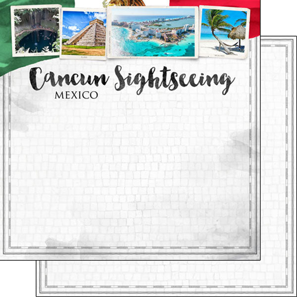 Scrapbook Customs 12x12 Paper - Mexico - Cancun City Sights