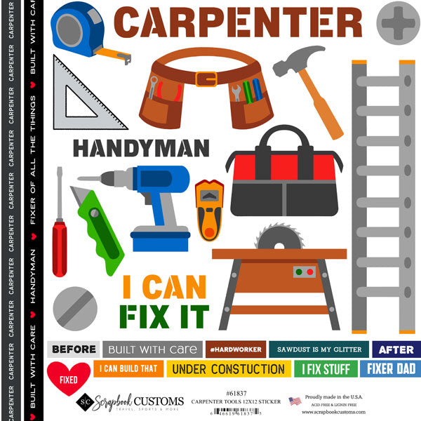 Scrapbook Customs Sticker - Carpenter Sticker