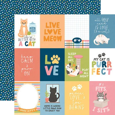 Echo Park Paper 12x12 Cardstock  [Collection] - Cat Lover - 3x4 Journaling Cards