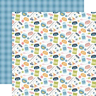 Echo Park Paper 12x12 Cardstock  [Collection] - Cat Lover - Cat Food and Toys