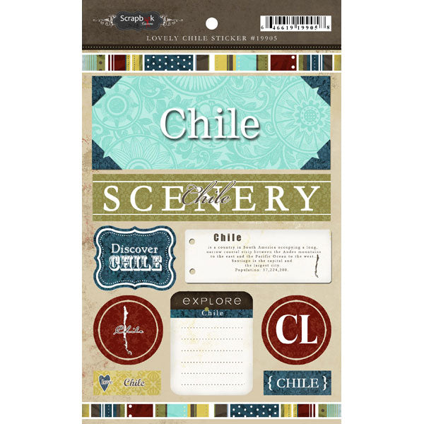Scrapbook Customs Sticker - Discover Chile Stickers