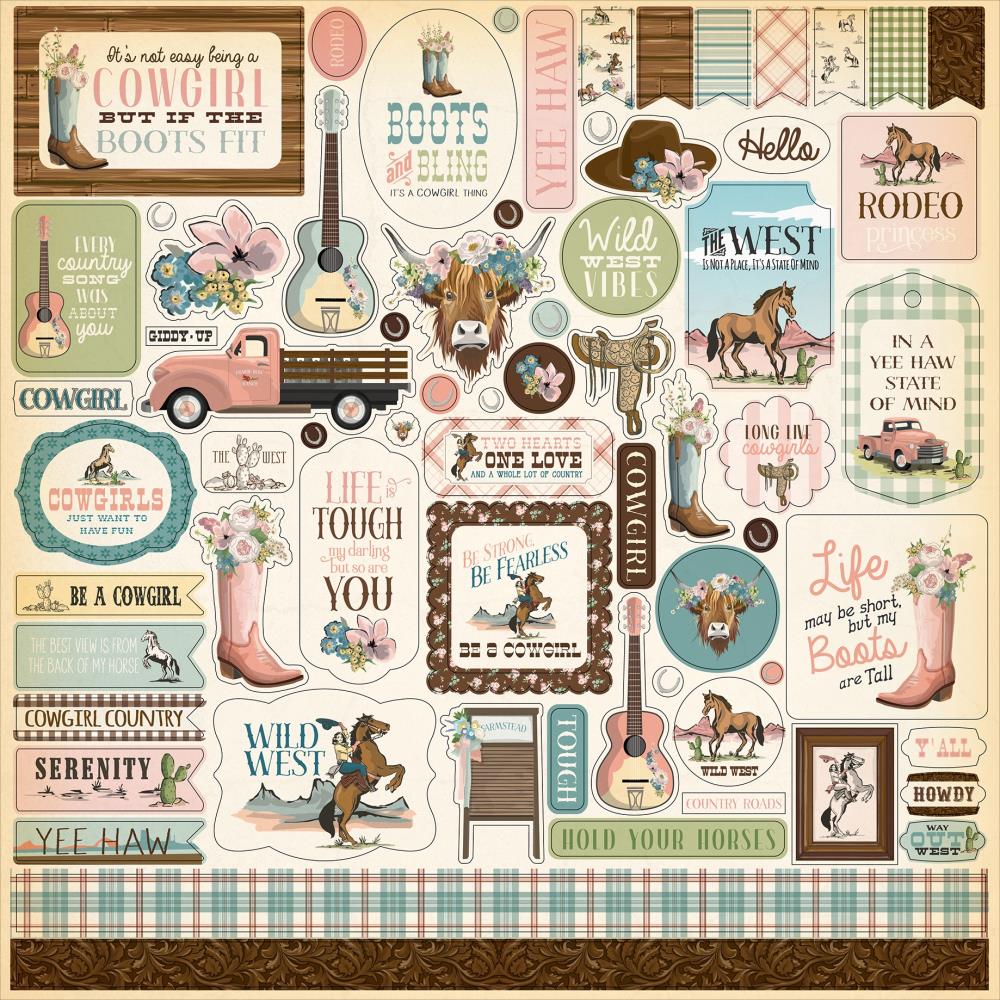 Carta Bella 12x12  Stickers  [Collection] - Cowgirl