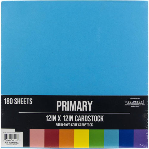 Colorbok 12x12 Cardstock - 180 sheets- Primary