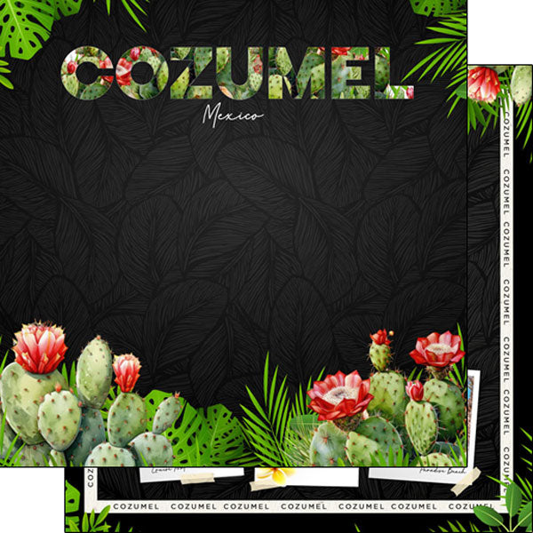 Scrapbook Customs 12x12 Paper -  Cozumel Tropical Floral