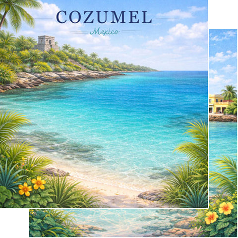 Scrapbook Customs 12x12 Paper - Mexico - Cozumel Cruise Port