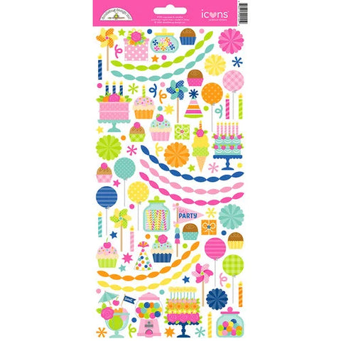 Doodlebug Design  Icons  Cardstock  Stickers - Cupcakes & Candles