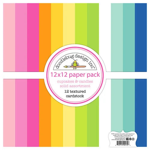 Doodlebug Design 12x12 paper Collection - Cupcakes & Candles - Solid Assortment