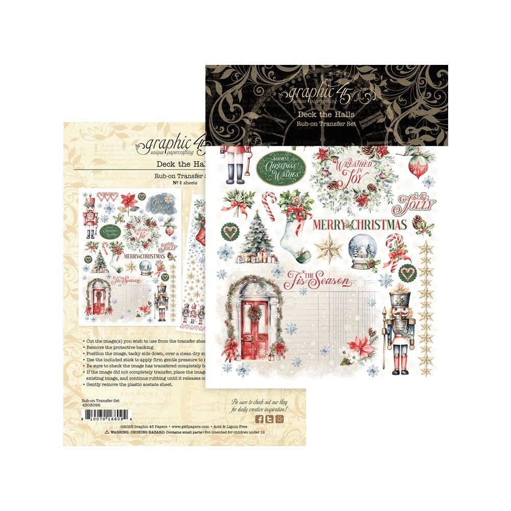 Graphic 45 Rub On Transfer Set [Collection] - Deck The Halls