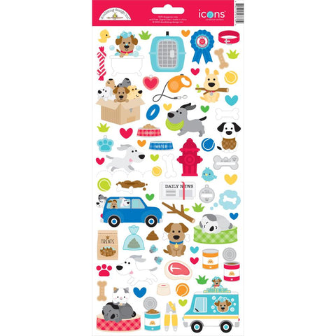 Doodlebug Design 6x12 Icon  Cardstock  Stickers -Doggone Cute