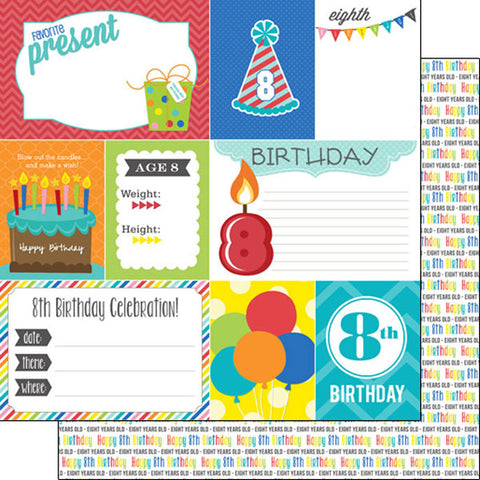Scrapbook Customs 12x12 Paper -  8th Birthday Journal