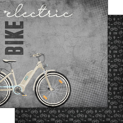 Scrapbook Customs 12x12 Paper - Electric Bike Grunge