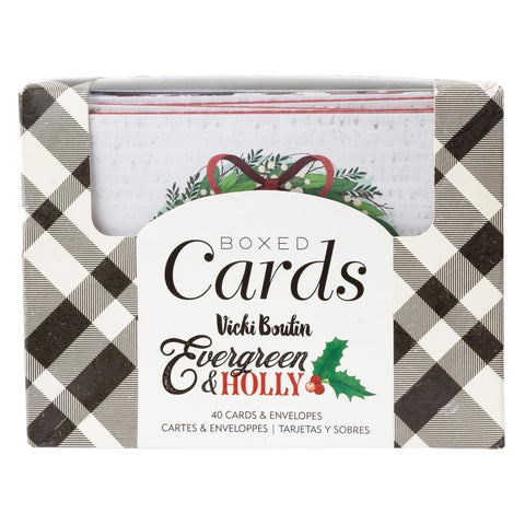 American Crafts A2 Cards W/Envelopes (4.375"X5.75") 40/Box - Vicki Boutin Evergreen & Holly