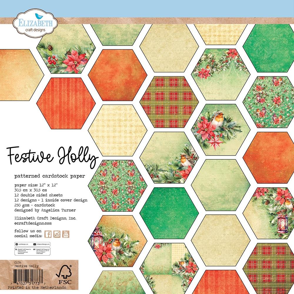 Elizabeth Craft Design paper Collection - Festive Holly