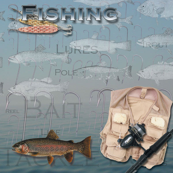 Scrapbook Customs 12x12 Paper - Fishing