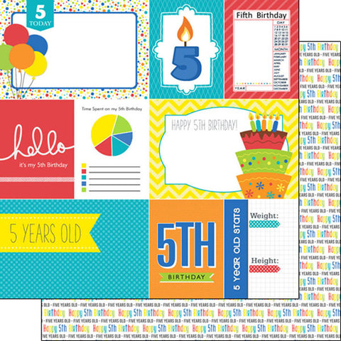 Scrapbook Customs 12x12 Paper -  5th Birthday Journal