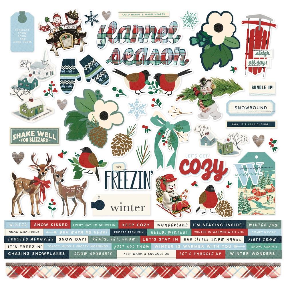 Simple Stories 12x12  Cardstock  Stickers  [Collection] - Simple Vintage Flannel Season