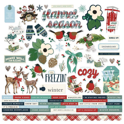 Simple Stories 12x12  Cardstock  Stickers  [Collection] - Simple Vintage Flannel Season