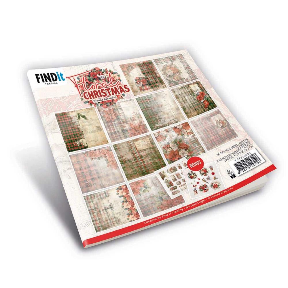 Find It [Yvonne Creations]  8x8 Paper Pad - Floral Christmas