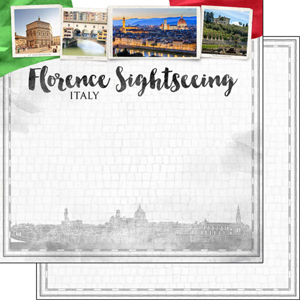 Scrapbook Customs 12x12 Paper - Italy  Florence City Sights