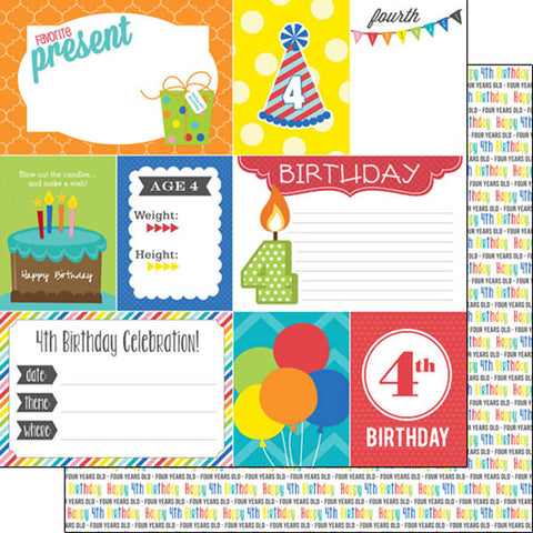 Scrapbook Customs 12x12 Paper -  4th Birthday Journal