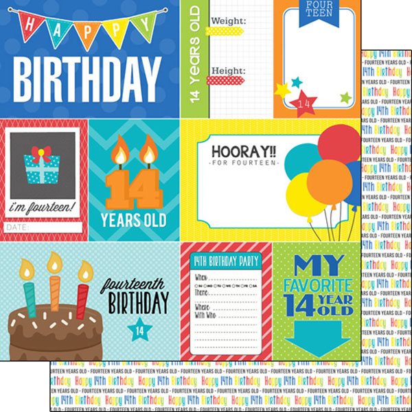 Scrapbook Customs 12x12 Paper -  14th Birthday Journal