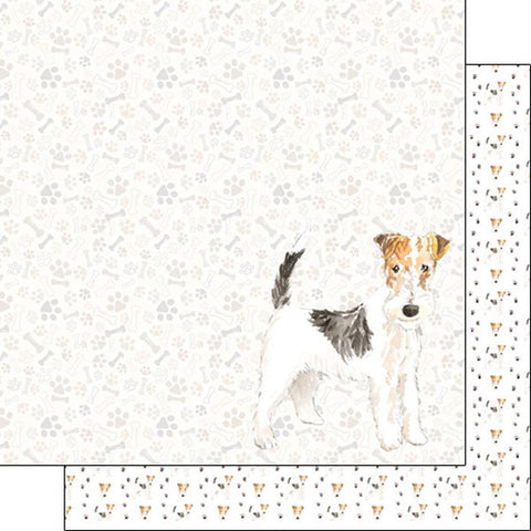 Scrapbook Customs 12x12 Paper - Wire Hair Fox Terrier