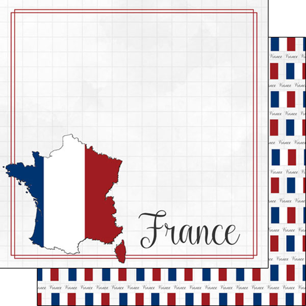 Scrapbook Customs 12x12 Paper - France Adventure Border