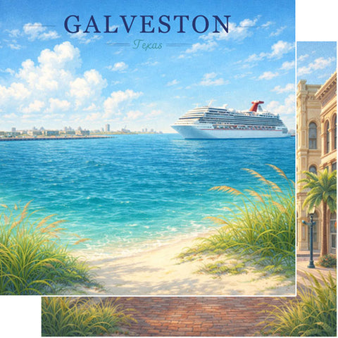 Scrapbook Customs 12x12 Paper - Texas Galveston Cruise Port
