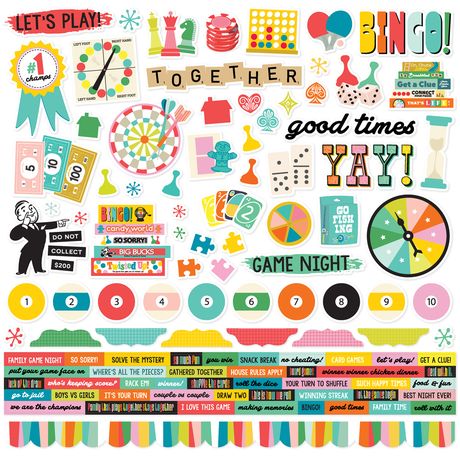 Simple Stories 12x12  Cardstock  Stickers  [Collection] - Game Night