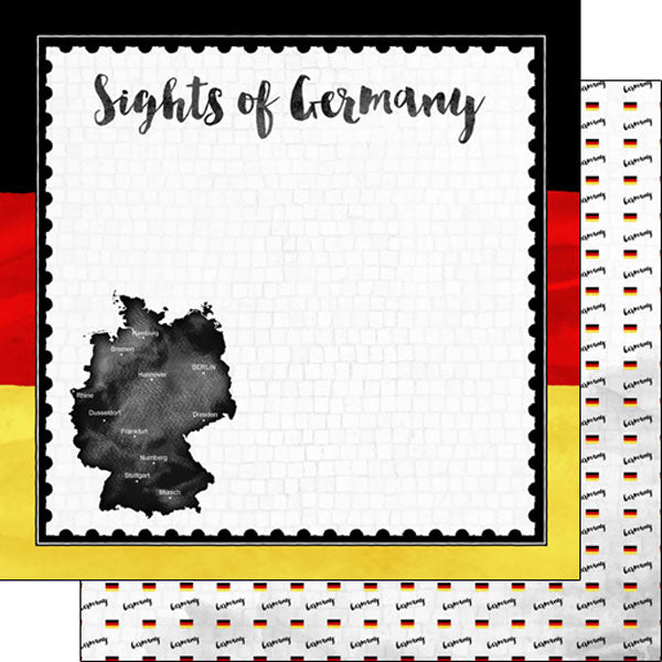 Scrapbook Customs 12x12 Paper - Germany Flag  Sights