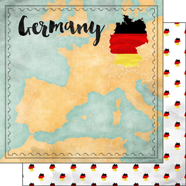 Scrapbook Customs 12x12 Paper - Germany  Map Sights