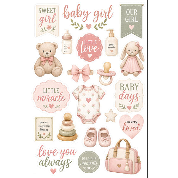 Scrapbook Customs  -  Baby Girl Things Embellishments