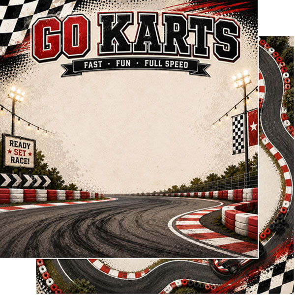 Scrapbook Customs 12x12 Paper - Go Carts