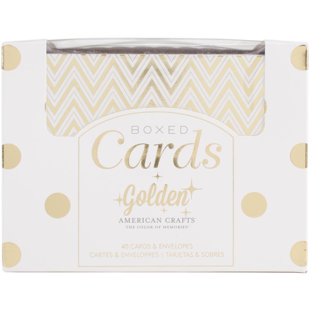 American Crafts A2 Cards W/Envelopes (4.375"X5.75") 40/Box - Golden