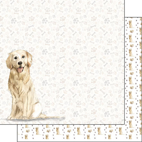 Scrapbook Customs 12x12 Paper - Golden Retriever Watercolor
