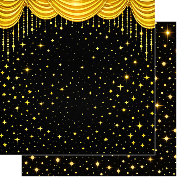 Scrapbook Customs 12x12 Paper - Gold Star Banner