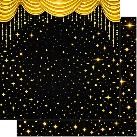 Scrapbook Customs 12x12 Paper - Gold Star Banner