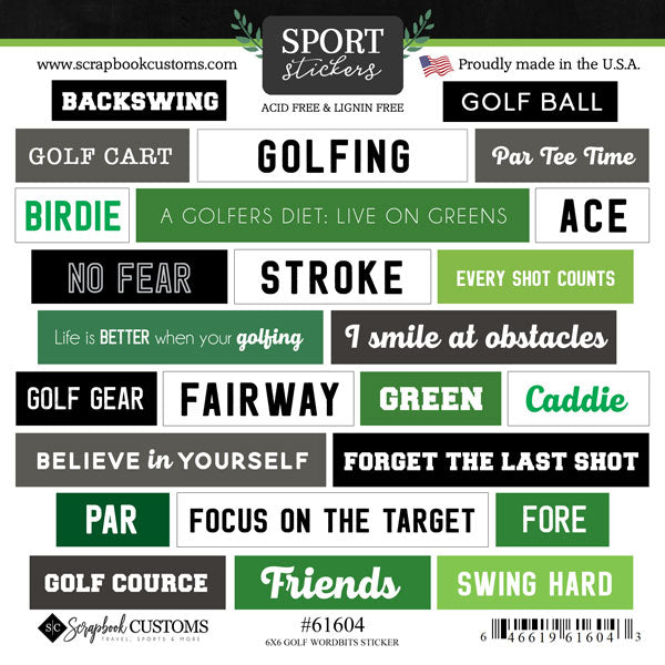 Scrapbook Customs Sticker - Golf Words